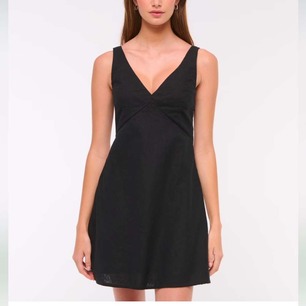 Abercrombie & Fitch V-Neck Linen-Blend Mini Dress XXLT
